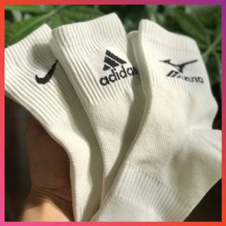 Tất Vớ Nike, Adidas, Mizuno Trắng Đen Thể Thao Cổ Trung Nam Nữ Vải Dệt Kim