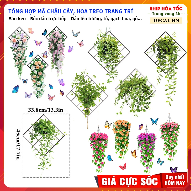 🌼 Sale mẫu mới 🌼 Decal hoa lá trang trí nhà cửa phòng khách, phòng ngủ sẵn keo chỉ việc dán