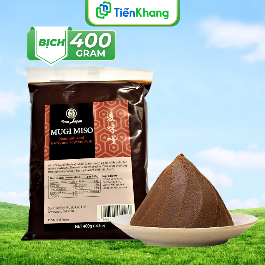 Mugi Miso - Bịch (400gram) - Tương Miso cổ truyền Nhật Bản - Bổ sung đạm, khử hóa dược rau củ