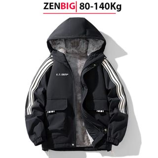 Áo Khoác Nam Big size Lót Lông 2 lớp cao cấp form rộng mũ liền giữ ấm ZENBIG, dành cho người từ 80-140kg