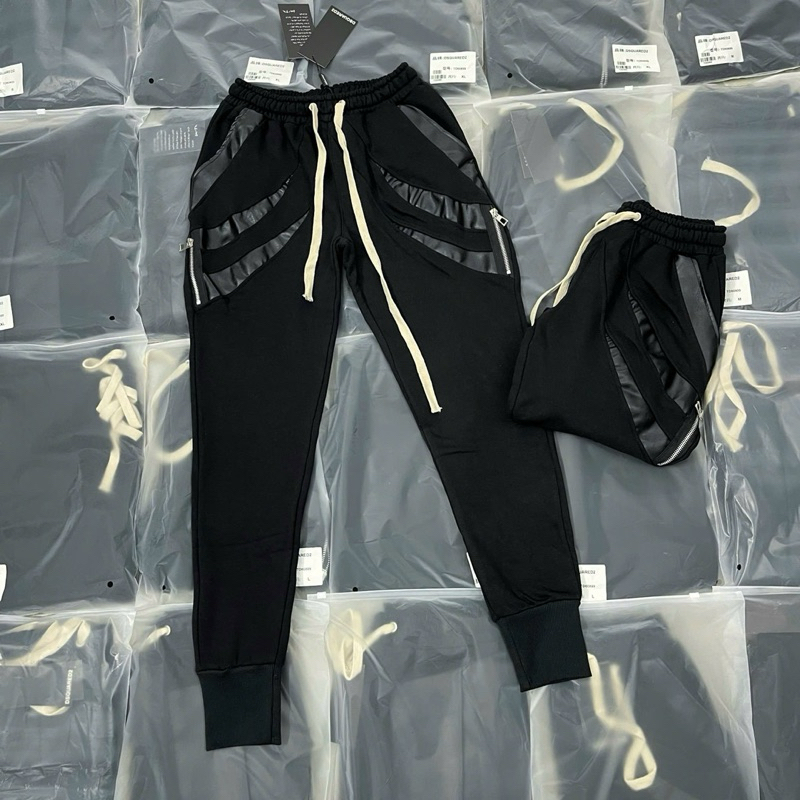 Quần joggerrr đen phối da bo chun chất dày dặn. Menswear Nam Pants
