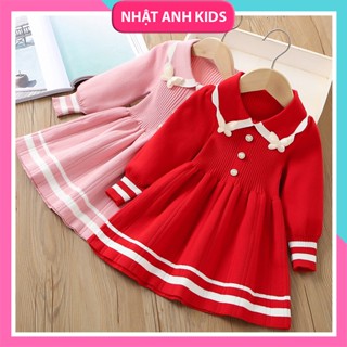    Hàng Loại 1  Váy Len Dài Tay Bé Gái Phong Cách Sang Trọng - Hàng Quảng Châu Cao Cấp  