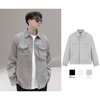  Áo Khoác Da Lộn Cao Cấp Dày Đẹp 2 Lớp Cúc Kim Loại Áo da nam thu đông nam nữ form rộng phong cách trẻ trung 