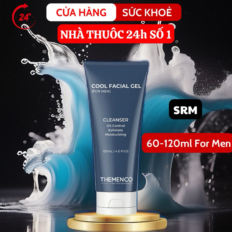 Sữa Rửa Mặt Kiềm Dầu Tẩy Tế Bào Chết Cho Nam Giới Themenco - Themenco Cool Facial Gel