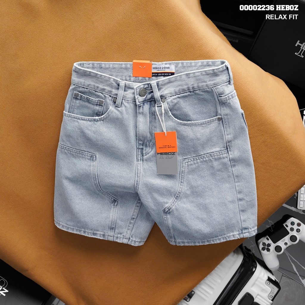 [HẾN STORE MENSWEAR] Quần short jean carpenter Heboz 065, quần ngắn nam chất vải denim form relax fi