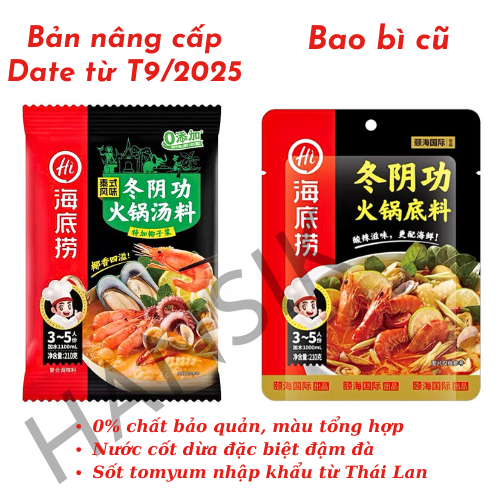 Gia vị Haidilao vị lẩu Thái tomyum - Cốt lẩu Tứ Xuyên sẵn date mới - Hansik Kitchen