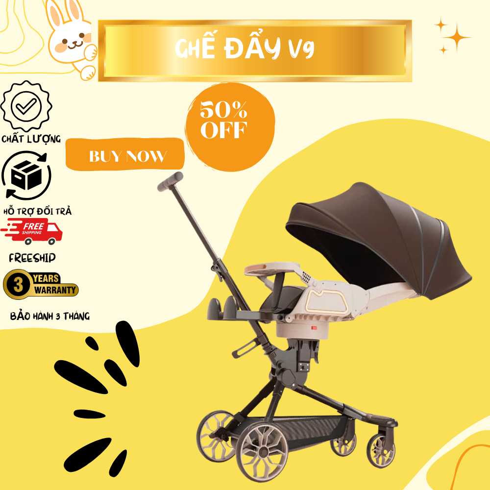 Xe đẩy gấp gọn hai chiều ba tư thế V9 cao cấp 2024. thuận tiện gấp gọn mang đi du lịch