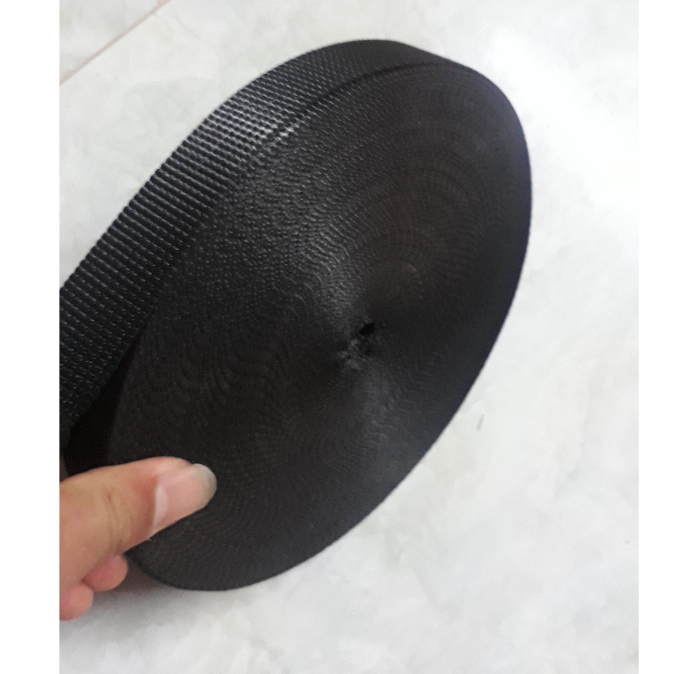 Dây đai dù đen polyester 25mm 10m,20m,30m