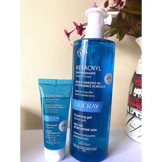 Gel rửa mặt cho da Dầu mụn Ducray Keracnyl Gel Mousssant (bill Pháp)