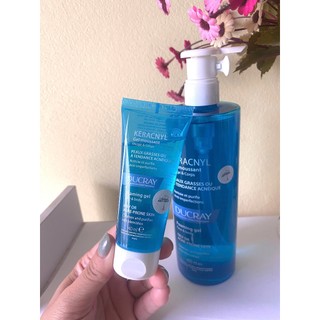 Gel rửa mặt cho da Dầu mụn Ducray Keracnyl Gel Mousssant (bill Pháp)