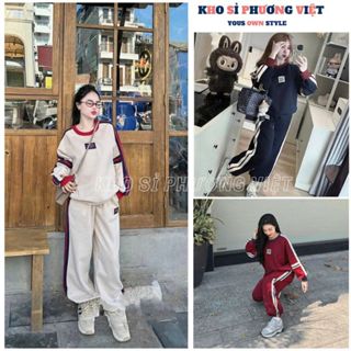  Bộ nỉ thu đông phối màu chất dày dặn form rộng kiểu dáng thời trang unisex - KHOSI 