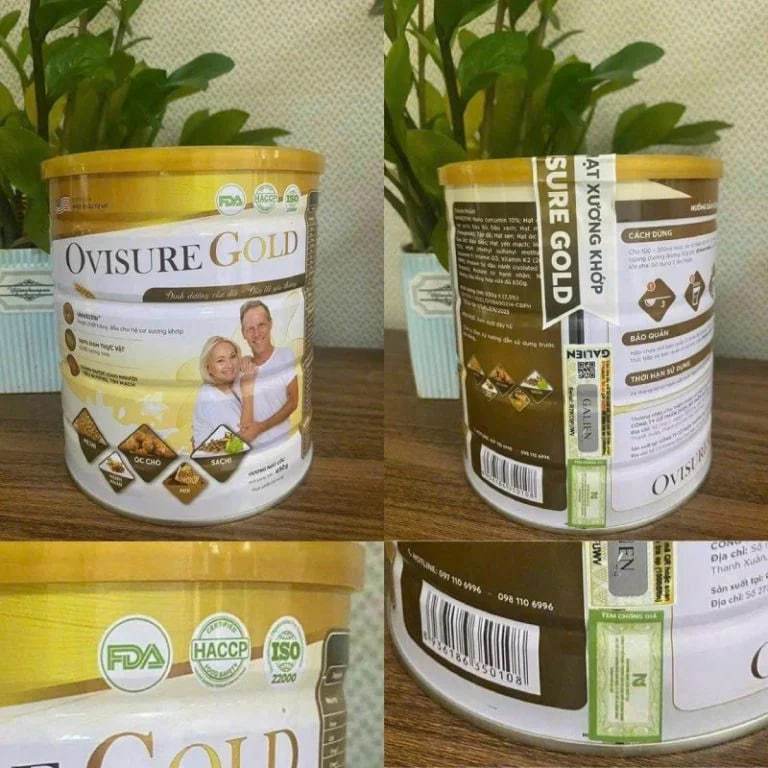 Combo 5 lon TẶNG 1 XỊT CỐT Sữa hạt OVISURE GOLD 650gam - 100% thuần chay từ đạm thực vật giúp xương khớp chắc khoẻ