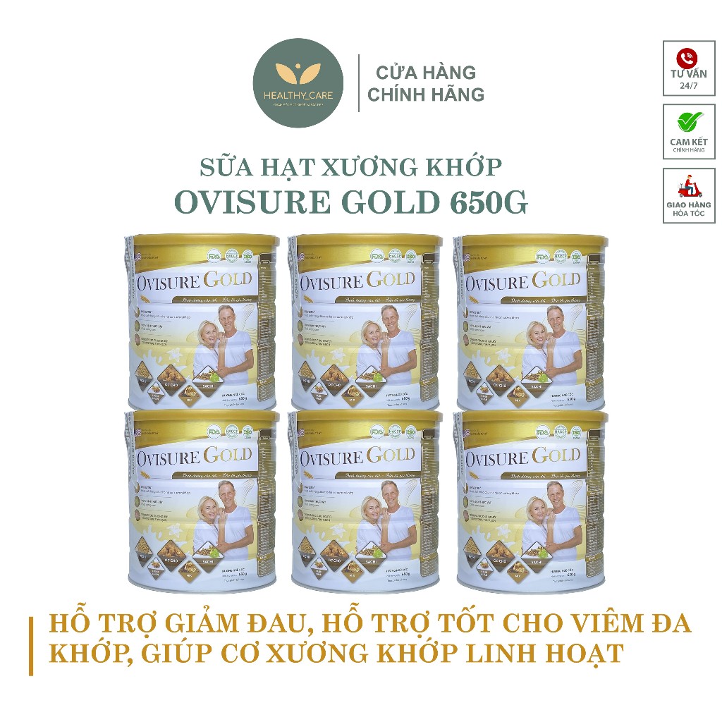 Combo 6 lon Sữa hạt xương khớp OVISURE GOLD 650gam - 100% thuần chay từ đạm thực vật giúp xương khớp chắc khoẻ