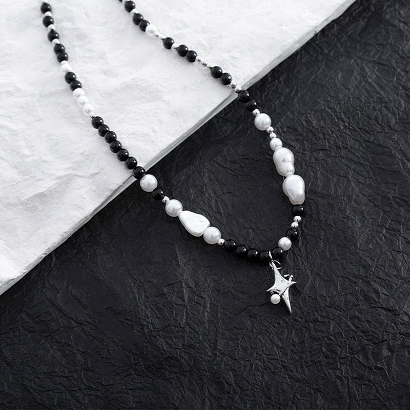 Dây Chuyền Nam Nữ Seater Vòng cổ ngọc trai mặt Ngôi Sao Bằng Thép Titan Không Gỉ Phong Cách Hiphop T