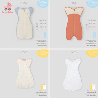 Nous Nhộng chũn cho bé chống giật mình thoáng khí cho bé Nous chính hãng chất liệu Nu Doux