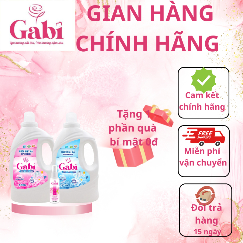 [Combo 2 Can] Nước giặt Gabi Super Clean 3.2L+Tinh dầu nước hoa Siêu tiết kiệm Siêu Sạch, Siêu Thơm,