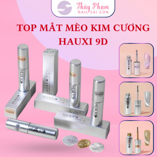  Top mắt mèo kim cương Huaxi 9D - Sơn gel mắt mèo Huaxi - Xám bạc nhũ vàng ánh kim cầu vồng 