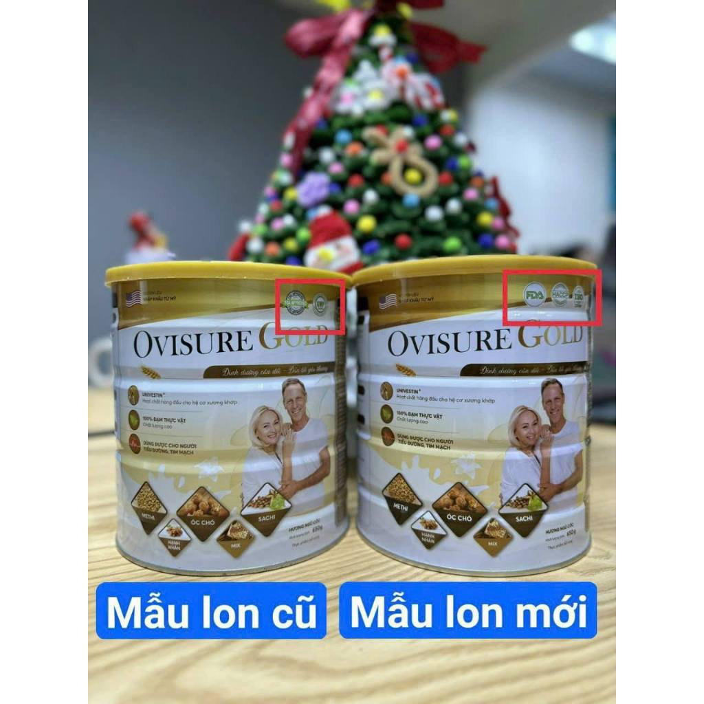 Combo 5 lon TẶNG 1 XỊT CỐT Sữa hạt OVISURE GOLD 650gam - 100% thuần chay từ đạm thực vật giúp xương khớp chắc khoẻ
