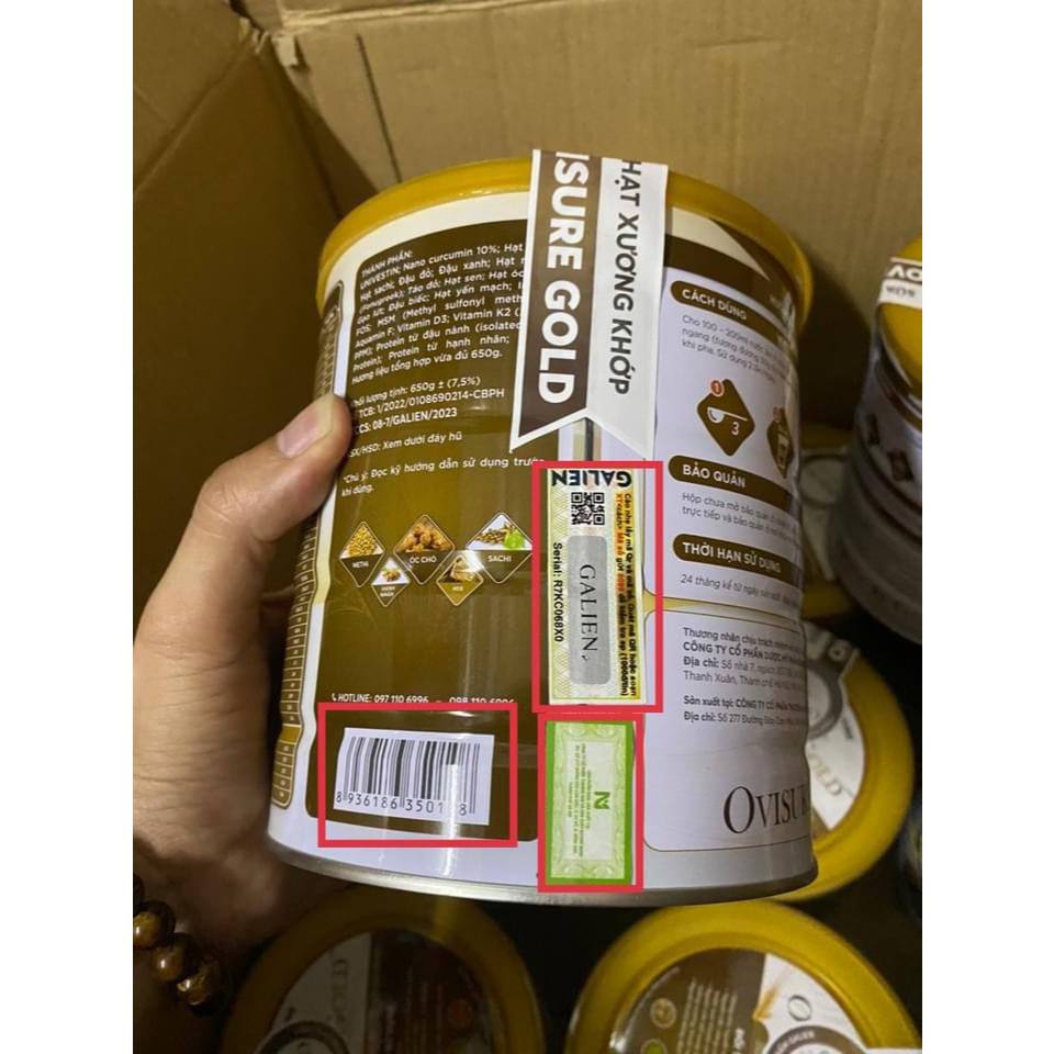 Combo 6 lon Sữa hạt xương khớp OVISURE GOLD 650gam - 100% thuần chay từ đạm thực vật giúp xương khớp chắc khoẻ