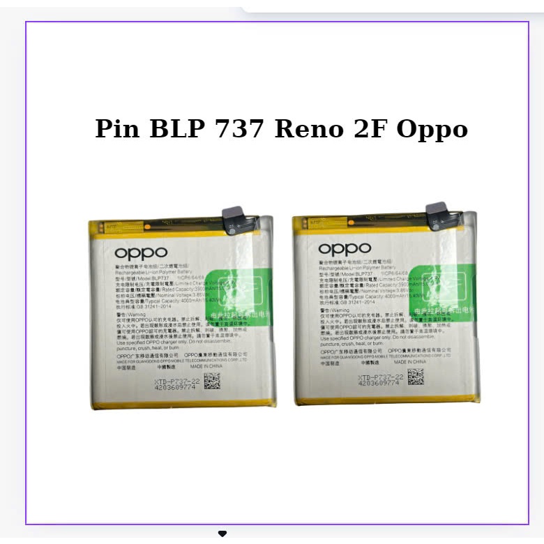 Pin oppo Reno 2F/BLP737,mới