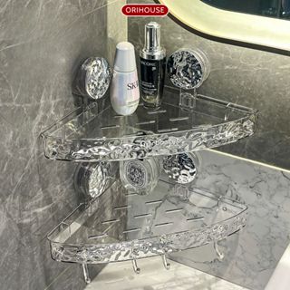 Kệ tam giác dán tường hút chân không - Lắp góc tường nhà tắm nhà bếp đa năng