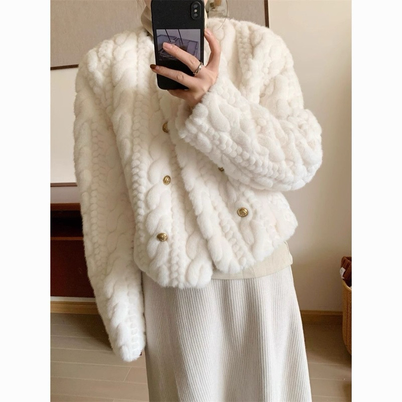 Áo Khoác Lông Thỏ Cổ Tròn 8 Cúc Thiết Kế 2 Lớp Dày Dặn Không Rụng Lông Momome | BigBuy360 - bigbuy360.vn