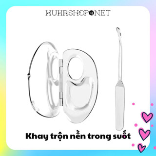 [Khay kèm thanh trộn nền] Khay trộn kem nền Mica trong suốt có nắp đậy tặng kèm thanh trộn