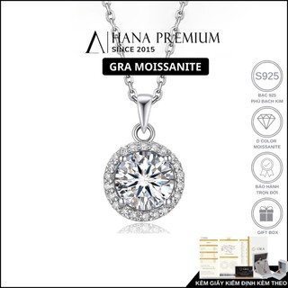  Dây Chuyền Bạc 925 Đá Moissanite 1CT Phủ Bạch Kim Không Đen Mờ Tròn Đá Sang Trọng Đi Tiệc 1346 