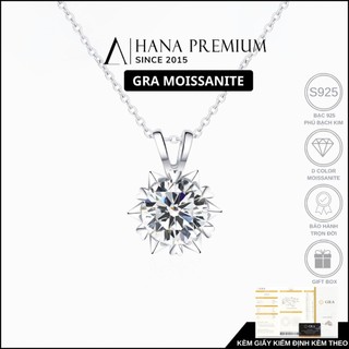  Dây Chuyền HANADA Đá Moissanite 6.5MM Họa Tiết Hoa Tuyết Bạc 925 Phủ Bạch Kim Không Đen Không Mờ 1199 