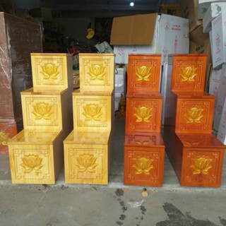 [ xả giá gốc] Bục tam cấp kê 2 bên ban thần tài dát vàng hoa sen