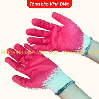 Combo 10 đôi găng tay lao động phủ sơn đỏ dày dặn