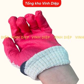 Combo 10 đôi găng tay lao động phủ sơn đỏ dày dặn