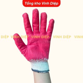 Combo 10 đôi găng tay lao động phủ sơn đỏ dày dặn