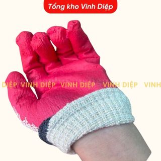Combo 10 đôi găng tay lao động phủ sơn đỏ dày dặn