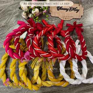 Mấn đội đầu, Mấn kết hợp cùng áo dài vấn xoán hạt ngọc phụ kiện cài tóc cô dâu đẹp lễ tết