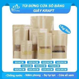  1KG Túi Zip Giấy Kraft Túi Zip Đựng Thực Phẩm Túi đứng cửa sổ_MstarPacking 