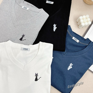 Áo thun nữ dài tay cổ tim KIKI.RABIT, chất cotton khô 3158 dày dặn giữ nhiệt