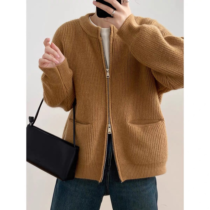 ÁO BOMBER LEN KÉO KHÓA ĐỒNG
