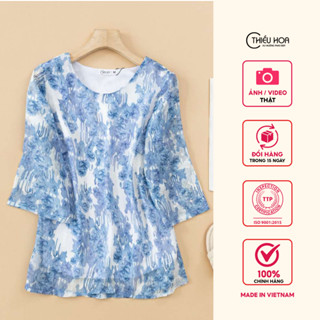 Áo kiểu trung niên, chất liệu voan cao cấp, mềm mát form rộng thương hiệu Thiều Hoa AD3Y0305