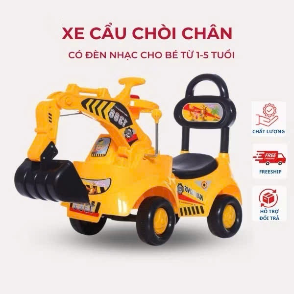 Xe đồ chơi cần cẩu kiêm xe chòi chân có nhạc có đèn cho bé yêu Xe cẩu 1388