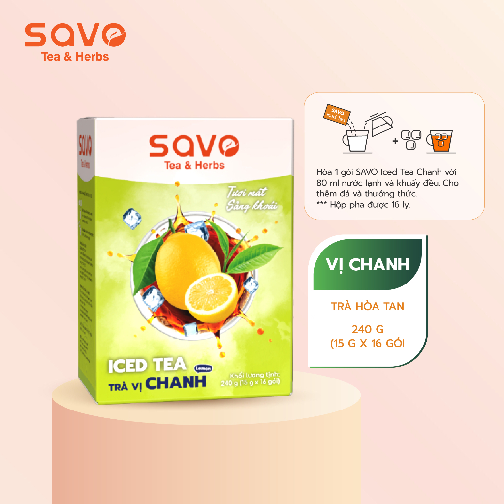 SAVO Iced Tea Chanh (Hộp 16 Gói x 15G)