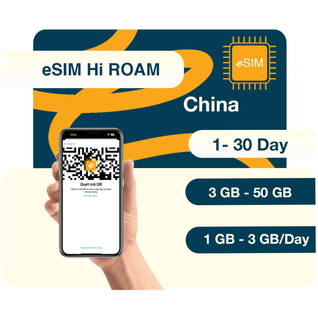 [HIROAM] eSIM Du Lịch Trung Quốc Unlimited