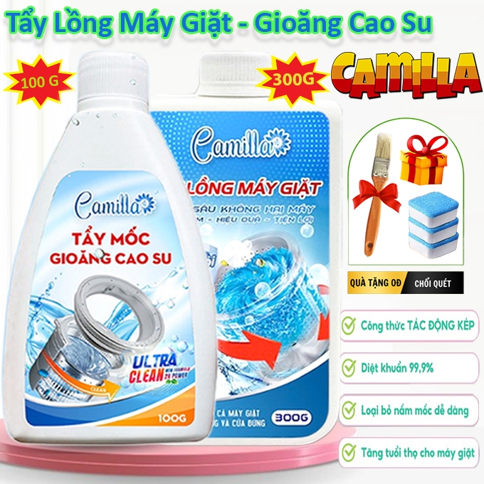 Bộ Tẩy Mốc Gioăng Cao Su CAMILLA 100G Chính Hãng Cao Cấp - Bột Tẩy Lồng Máy Giặt 300G Giúp Làm Sạch Và Loại Bỏ Vi Khuẩn