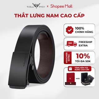Thắt lưng nam Williampolo mặt khóa đen chính hãng, chất liệu da bò cao cấp POLO20793