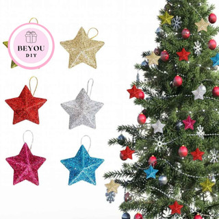 Phụ Kiện Trang Trí Noel Hình Ngôi Sao Lấp Lánh Ánh Nhũ, Ngôi Sao Trang Trí Cây Thông Noel