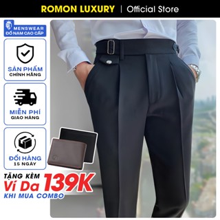 Quần tây nam cạp cao sidetab túi nắp phong cách Hàn Quốc - Quần âu nam cao cấp Romon Luxury m88