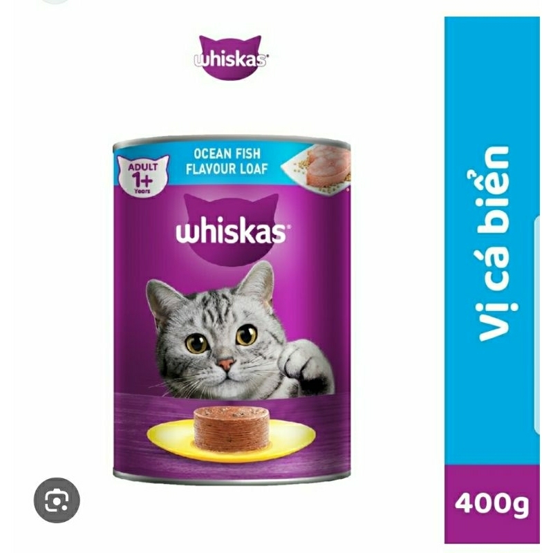 [hỏa tốc pettohouse gò vấp] Combo 3 lon pa tê cho mèo vị cá biển cá ngừ cá mòi Whiskas 400g ocean fish tuna sardine