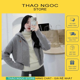 Áo khoác len nữ croptop có mũ dây khóa kéo hàng QC! (có sẵn, hình thật) THẢO NGỌC STORE