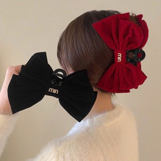  Kẹp Tóc Nơ Nhung Cao Cấp Cỡ To Đính Chữ min Phong Cách Hàn Quốc Sang Trọng KM5 