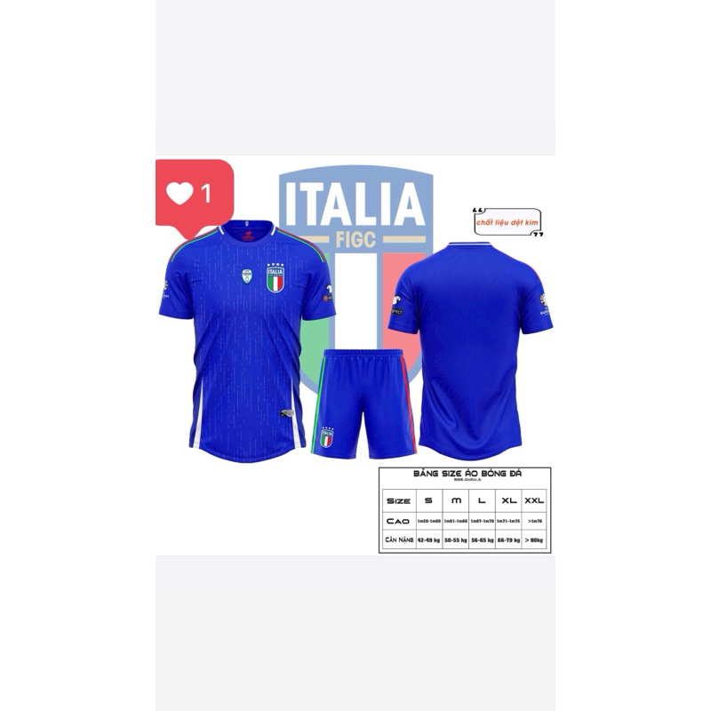 Bộ Bóng Đá Italia - Ý Chất Dệt Kim - không bong tróc